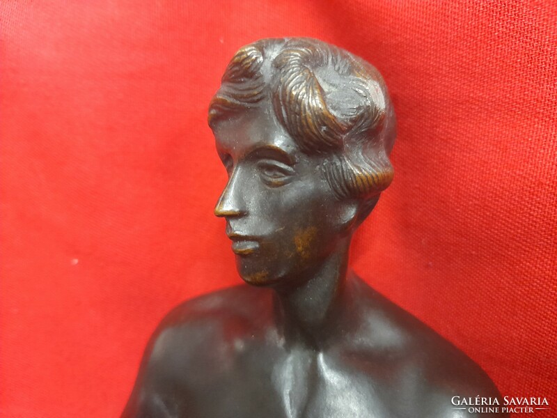 Solid bronze, copper Lajos Werkner, Greek Olympian figural statue, small sculpture. 36 Cm.