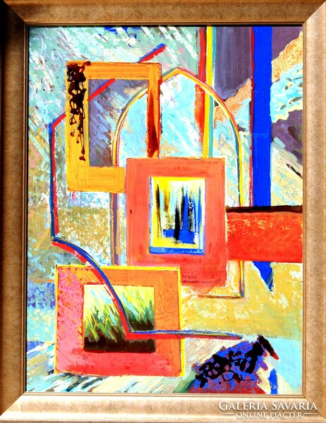 European artist: pictures and windows - contemporary oil painting, framed