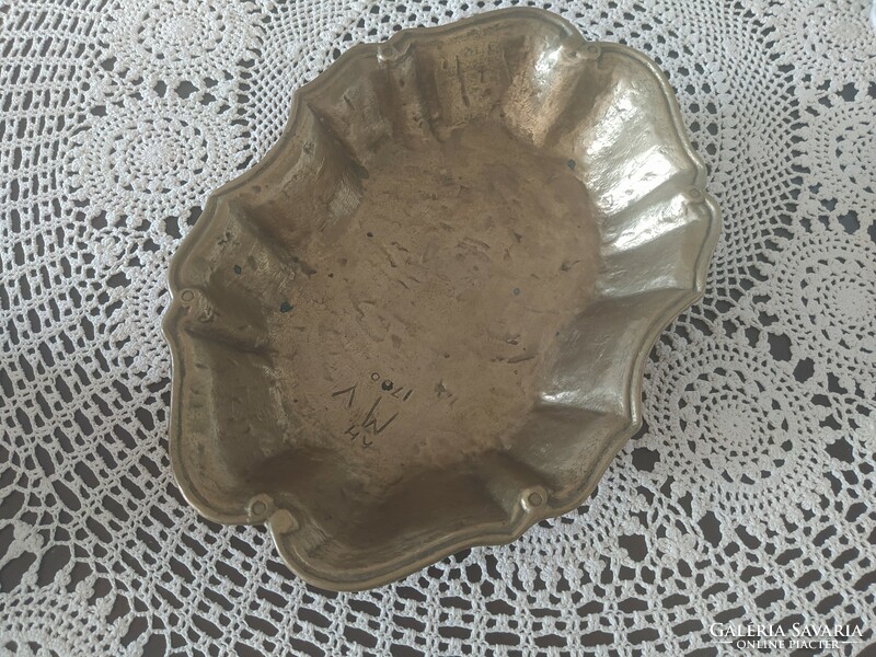 Baroque wavy rim oval heavy solid copper centerpiece, offering