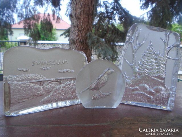 3 pcs costa acid etched artwork really curiosity marked costa crystal glass