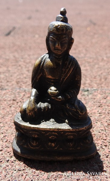 Antique bronze buddha miniature - lucky figural statue