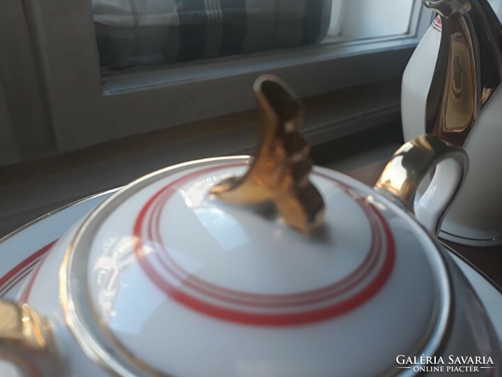 H&C, Haas & Czjzek, art deco csokoládés/kávés porcelán készlet tálcával süteményes tányérokkal