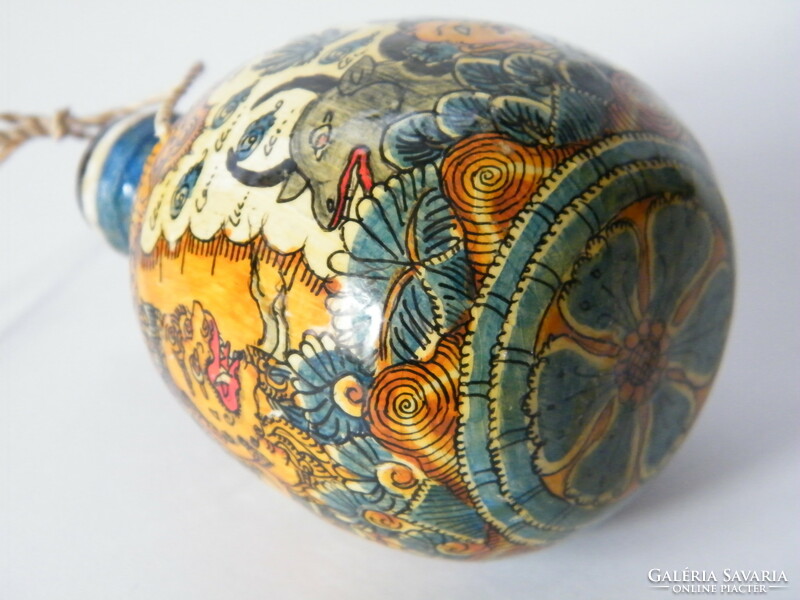 Oriental (Japanese or Chinese) painted, lacquered wooden bottle, holder