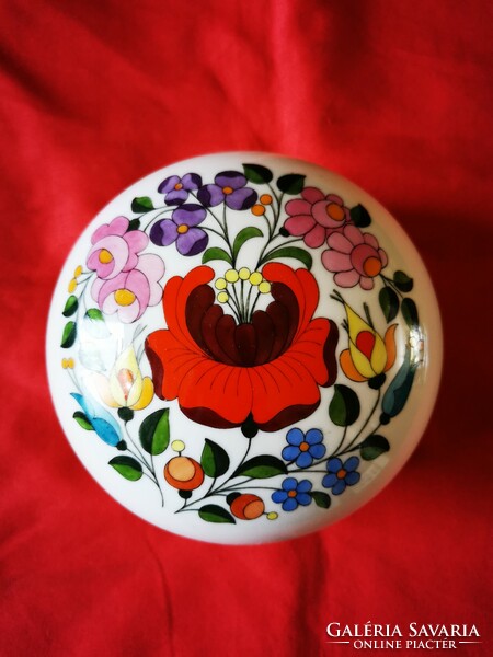 Kalocsai porcelán kézi festésű bonbonier. Nagy méretű