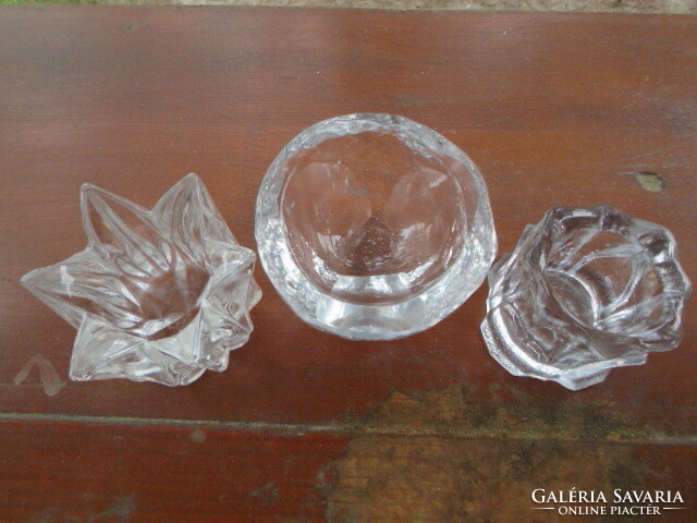 KOSTA BODA vastag falú kristályüveg 3 db mécsesek - Midcentury Vintage Skandináv design tárgyak