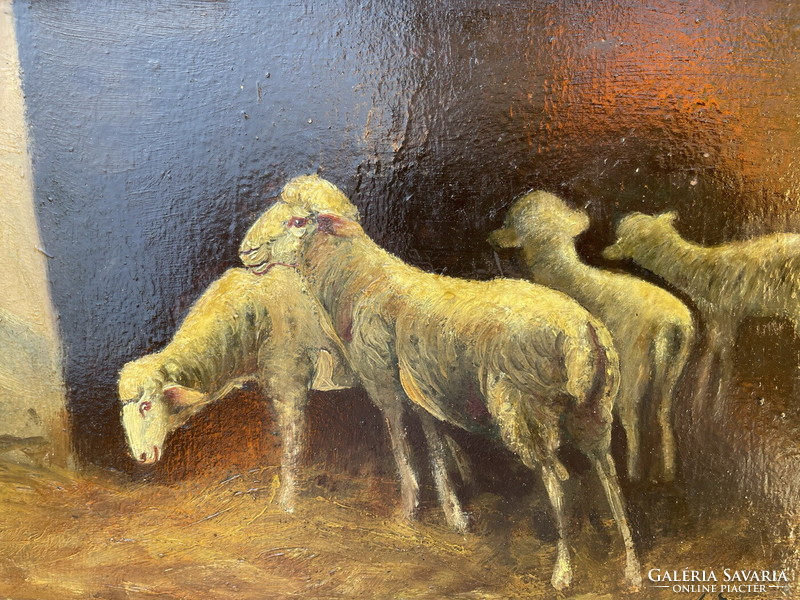Sheep in the hut, paintings in pairs