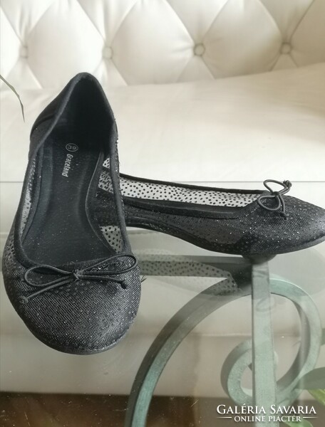 GRACELAND 39-es fekete textil-tüll balerina cipő