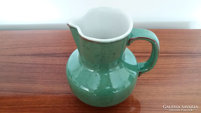 Old town majolica pitcher with green vintage spout 19 cm