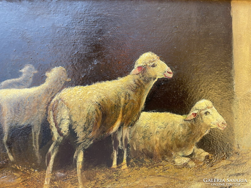 Sheep in the hut, paintings in pairs