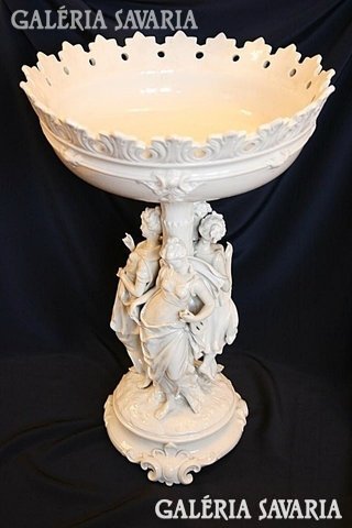 Antique (54 cm) Viennese Art Nouveau palm bowl decorated with three graces 1880