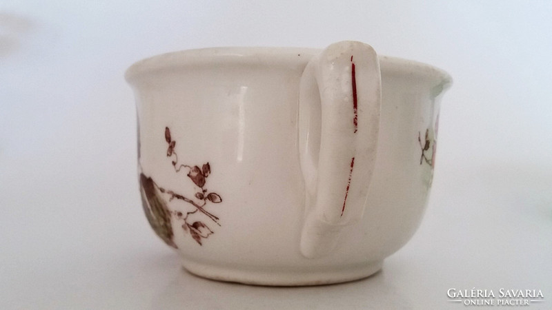 Régi komacsésze vastagfalú antik porcelán bögre virágos csésze