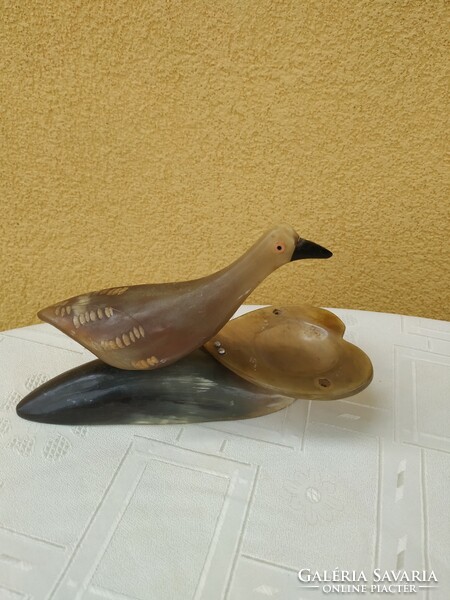 Retro horn carved bird, ashtray for sale!