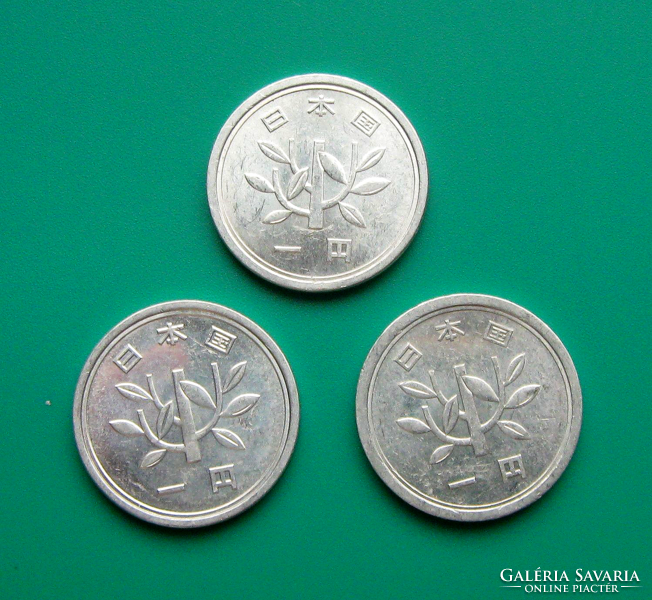 Japan - 1 yen - 3 pieces - 1982, 1988 & 1990