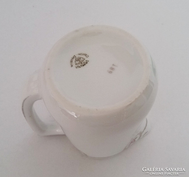 Szecessziós Victoria régi porcelán kiöntő rózsás girlandos masnis tejkiöntő