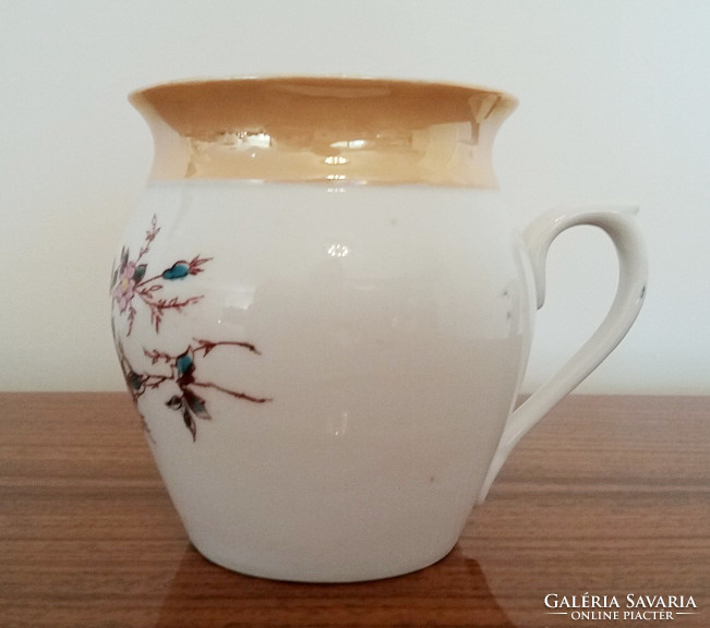 Old floral porcelain small jar vintage mug 9.5 Cm