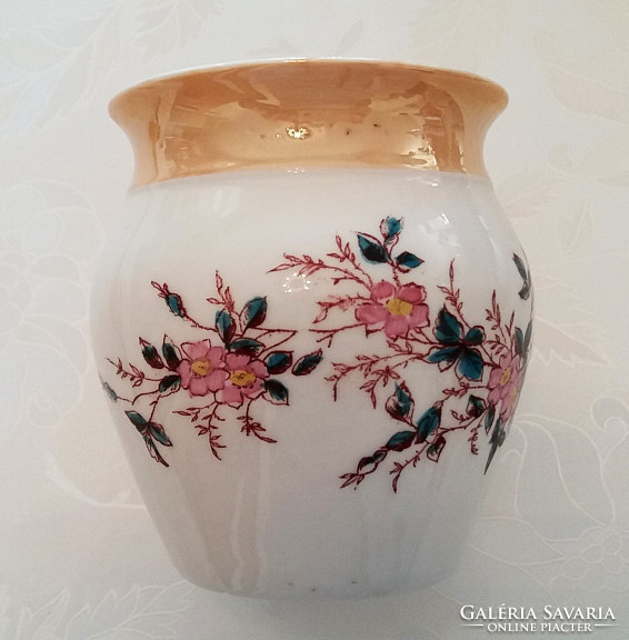 Old floral porcelain small jar vintage mug 9.5 Cm
