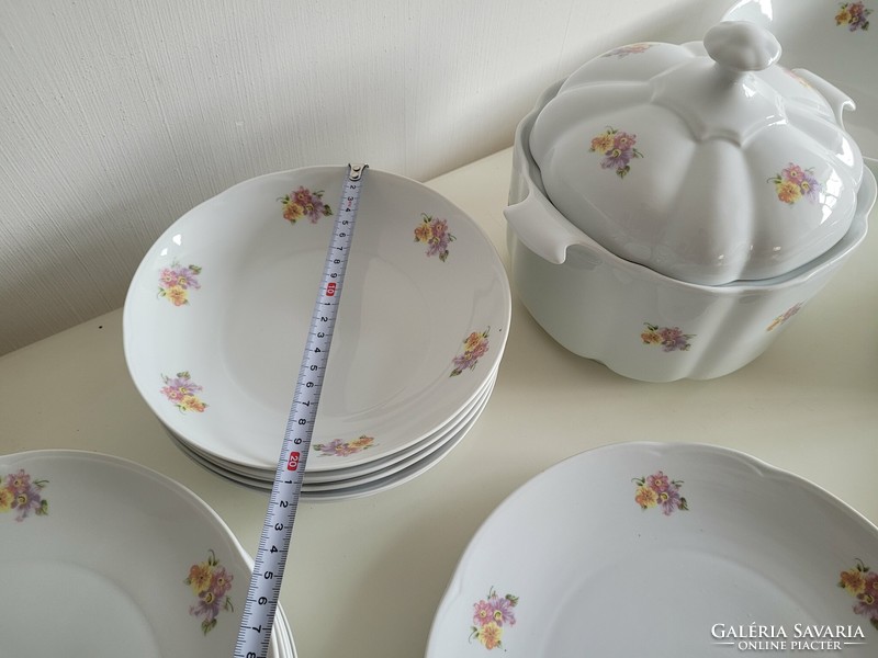 Régi étkészlet virágos porcelán Alba Julia leveses szószos tányér