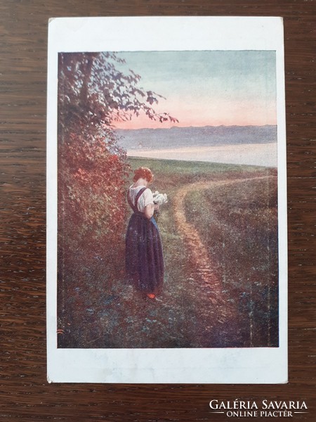 Régi képeslap 1921 vintage művészeti levelezőlap