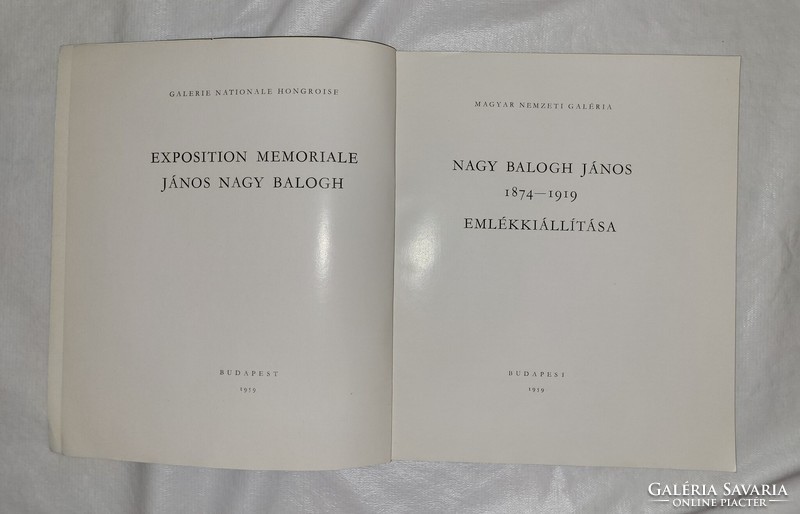 Memorial exhibition of János Nagy Balogh 1959, catalog, Hungarian National Gallery