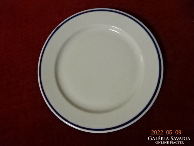 Lowland porcelain small plate, blue striped, diameter 19.5 cm. He has! Jókai.