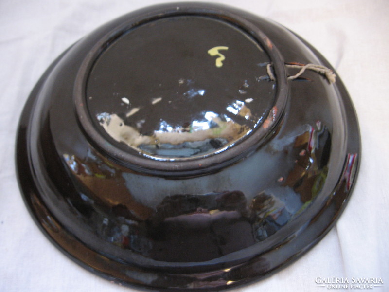 Hmv marketplace with black glaze, flower wreath wall bowl, plate