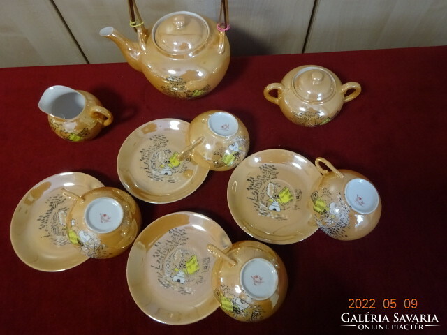 Japán porcelán teáskészlet, négy személyes, csésze átlátszó. Vanneki! Jókai.