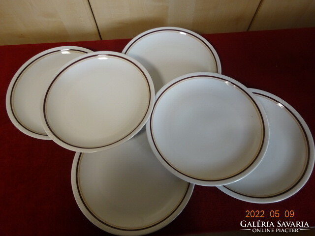 Lowland porcelain flat plate, brown striped, six for sale. He has! Jókai.