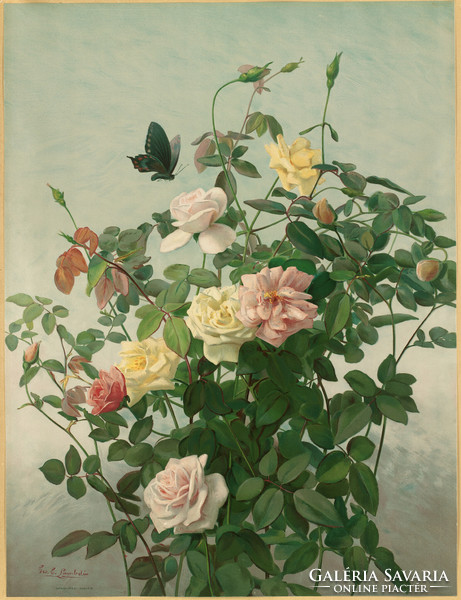 George Lambdin - Rózsák - vászon reprint vakrámán