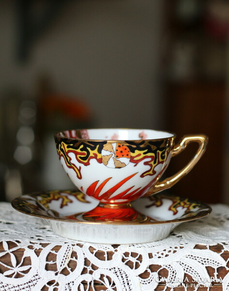 Royal Epiag csehszlovák porcelán, különleges, kinaizáló, keleti mintás, kézi festett teás szett