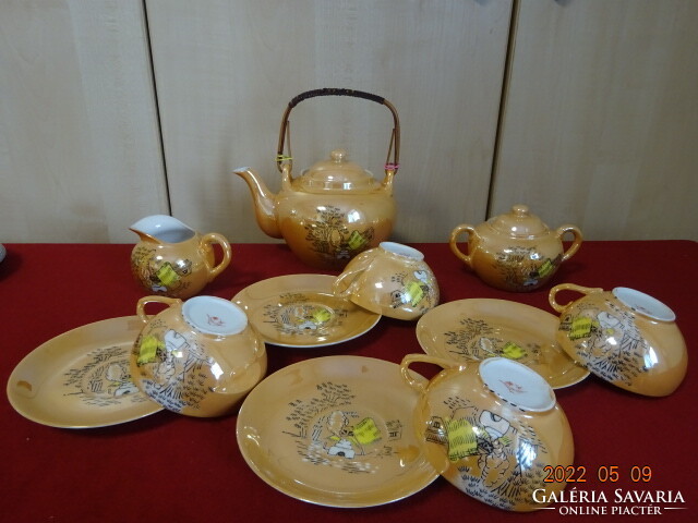 Japán porcelán teáskészlet, négy személyes, csésze átlátszó. Vanneki! Jókai.