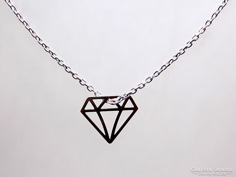 Silver chain with diamond motif pendant (zal-ag103276)