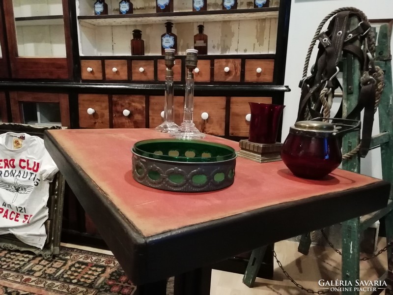 Art Nouveau copper-plated dark brown table restored from the beginning of the 20th century