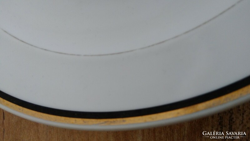 Pótlásnak ! Antik Zsolnay porcelán arany - kék csíkos szélű leveses tányér