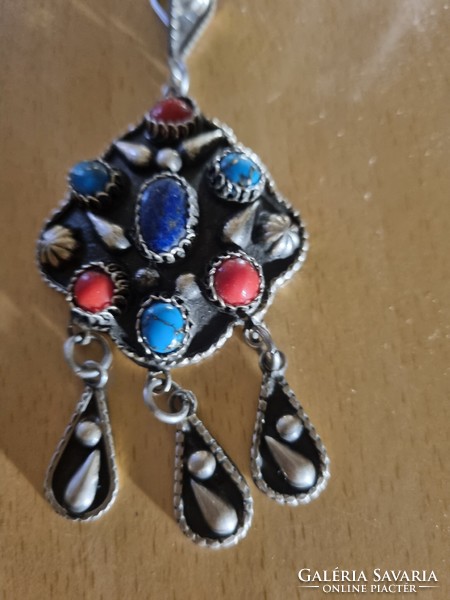 Silver pendant with semi-precious stones 925 Navajo