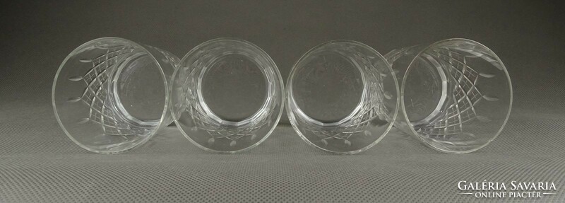 1I922 old polished glass cup set 4 pieces