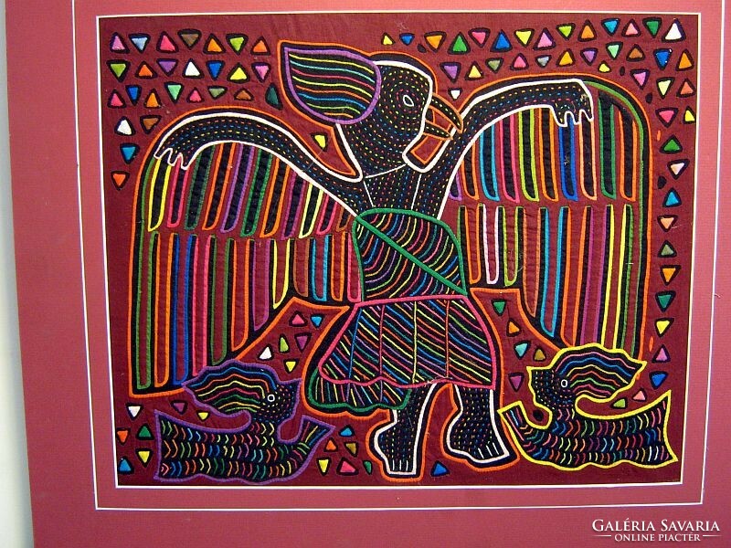 Eredeti autentikus panamai mola - kézimunka - kézművesi fordított patchwork