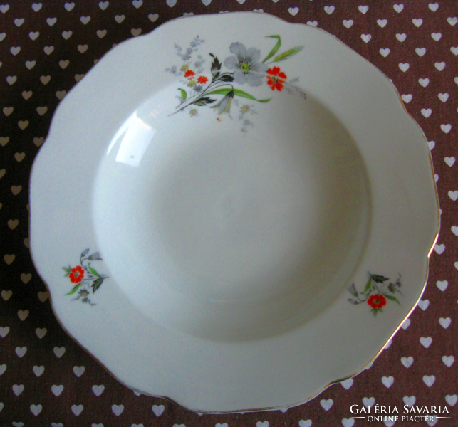 Czechoslovak porcelain - h & c - floral pattern, deep plate, golden edge