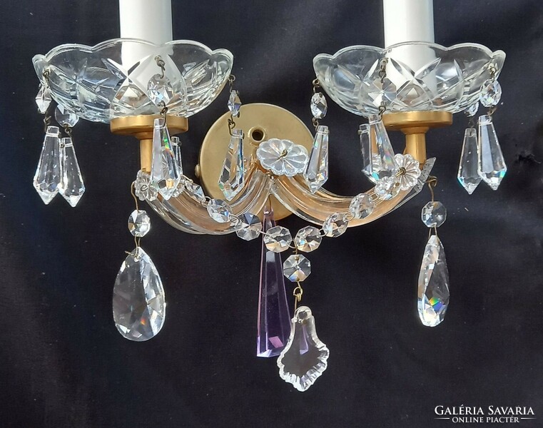 Mary Theresa style lead crystal wall hanging pair b