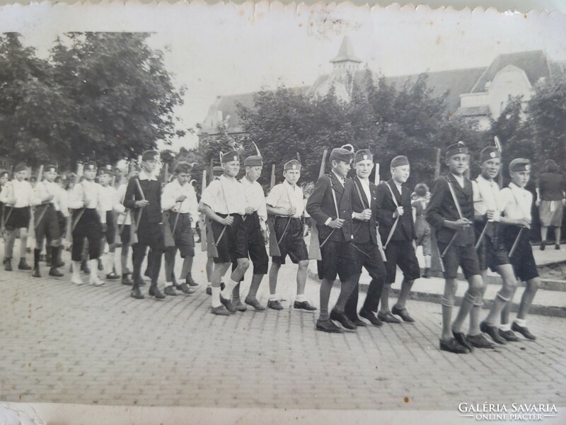 Régi 1940 világháborús leventefiúk fotó Magyar levente katona fénykép képeslap
