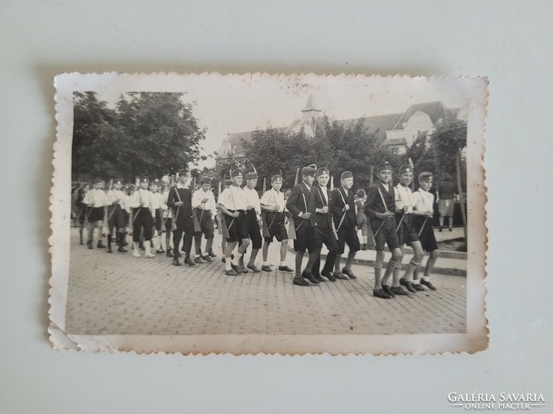 Old 1940 WWI levente boys photo Hungarian levente soldier photo postcard