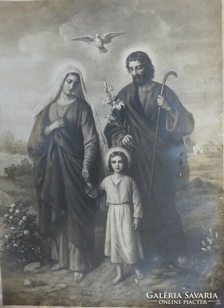 XIX. sz.  - sorszámozott - Szentkép nyomat - A szent Család - GG c 571