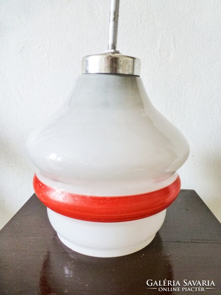 Retro red and white striped ceiling lamp