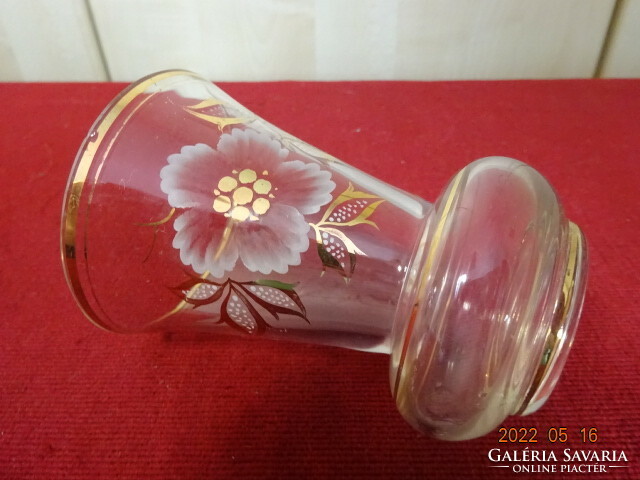 Hollow glass vase with gold border, hand painted. He has! Jókai.