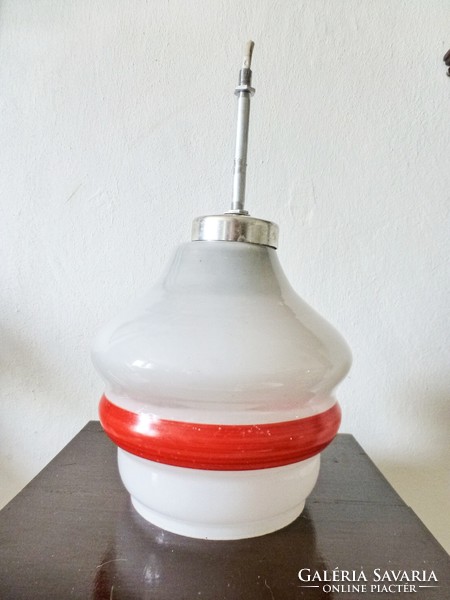 Retro red and white striped ceiling lamp