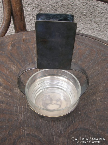 Antik alpakka gyufatartó eredeti üveg betéttel