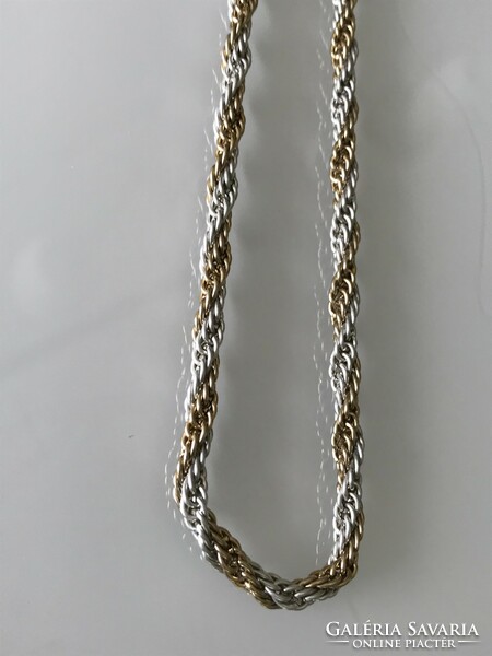 Arany és ezüstszínű láncból font nyaklànc, 80 cm hosszú