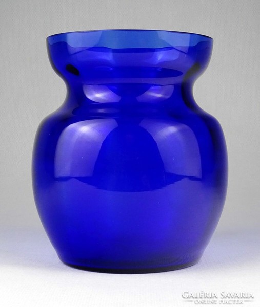 1I936 blue hollow glass vase decorative vase 13.5 Cm