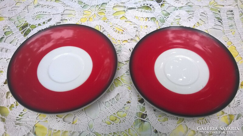 2 Bavarian cake plates and serving bowls red - flawless, beautiful pieces