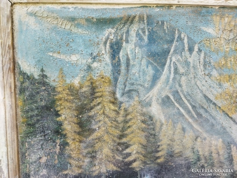 Antik festmény olajfestmény tájkép jelzett Csikós