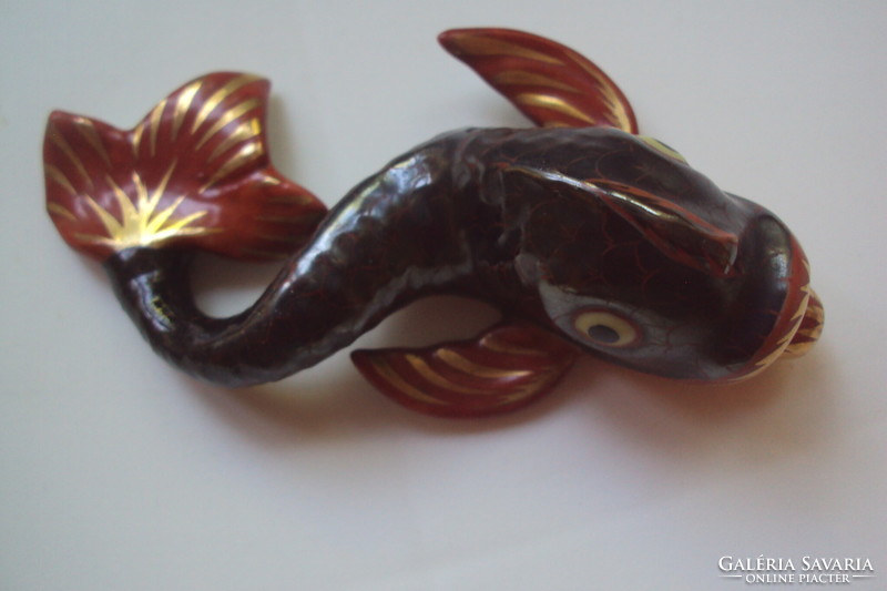 Herend, reclining red dolphin fish marked with model number.